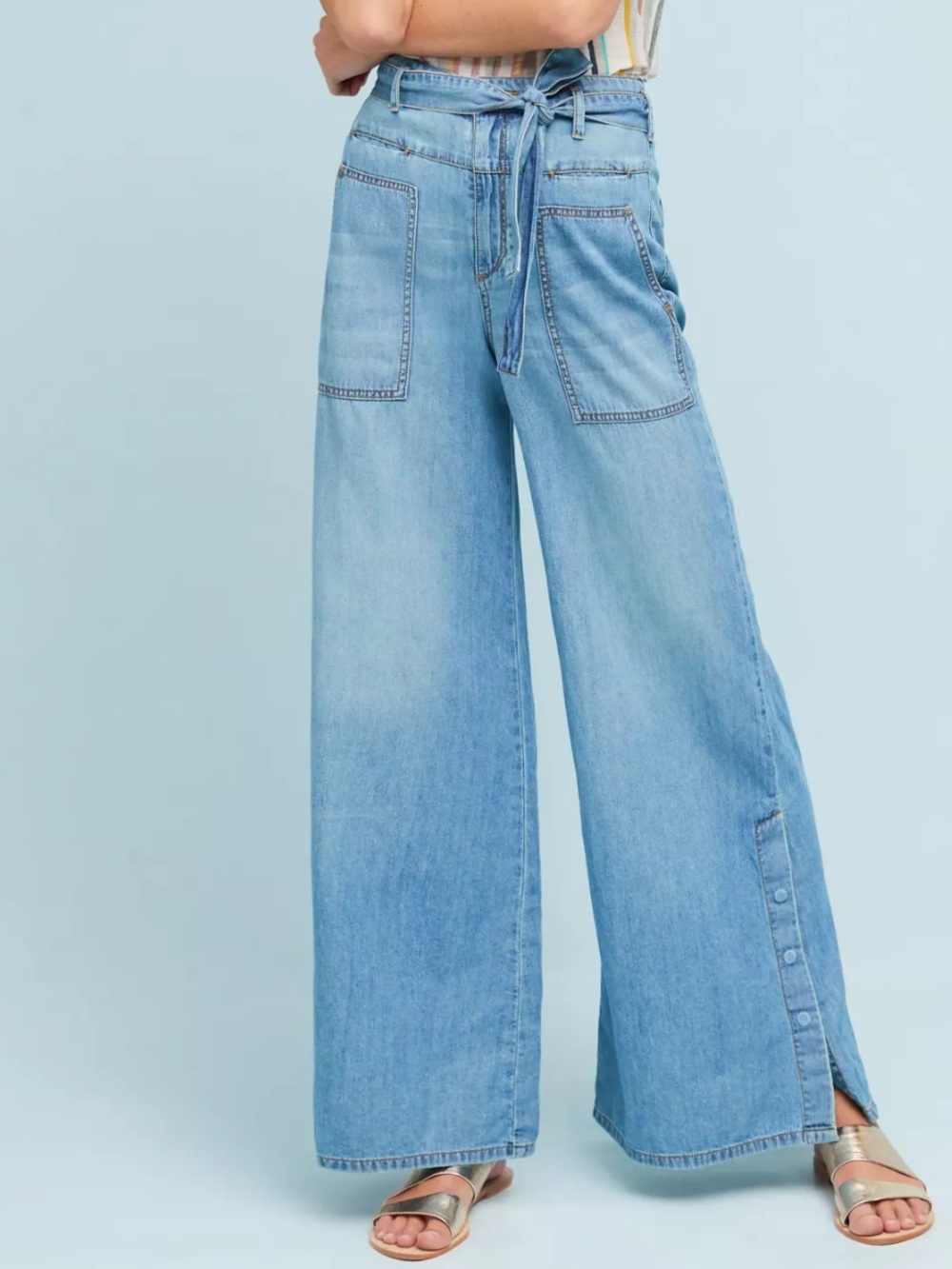 Anthropologie Pilcro Women’s High-Rise Wide-Leg Snap-Hem Jean